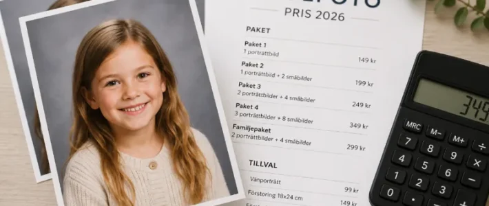 Skolfoto priser 2026: vad kostar paketen och tillvalen? Skolfoto pris 2026 vad kostar paketen och tillvalen